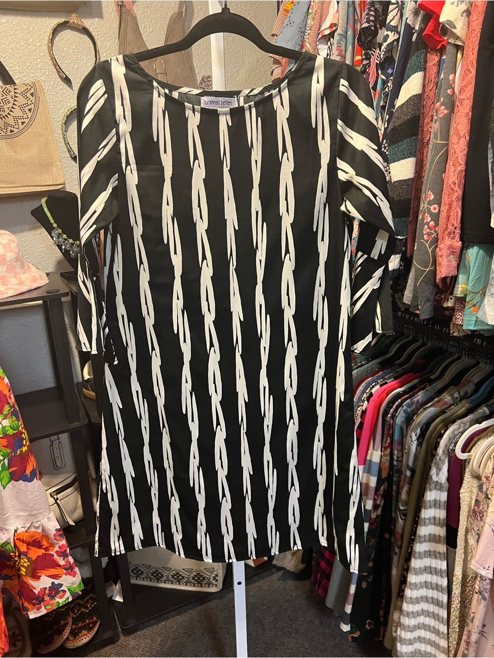 Buckhead Bettie’s Black & White Abstract Print Midi Dress